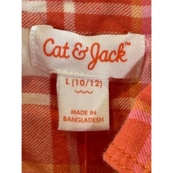 Cat & Jack Boys Flannel Shirt, Red, Sz L (10/12), NWT - Picture 3 of 6